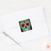 Colorful Sugar Skull Day of the Dead Vierkante Sticker (Envelop)