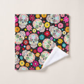 Colorful Sugar Skull en Fiesta Black Bad Handdoek (Wasdoekje)