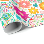 Colorful Sugar Skull en Fiesta Gift Wrap Cadeaupapier (Rol Hoek)