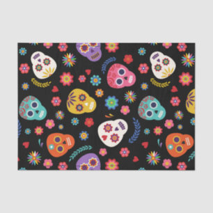 Colorful Sugar Skull Flowers Halloween Party Gift Tissuepapier