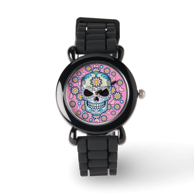 Colorful Sugar Skull Horloge (Voorkant)