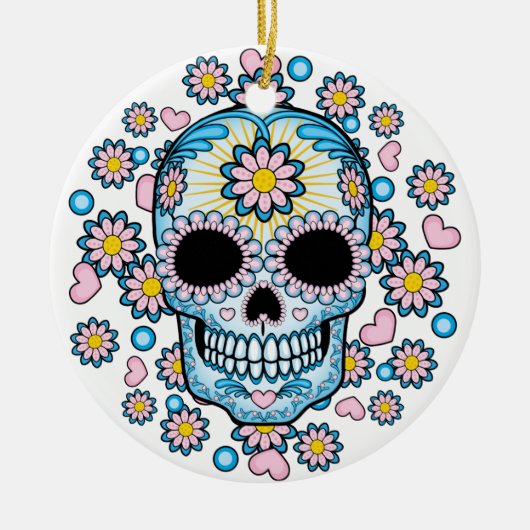 Colorful Sugar Skull Keramisch Ornament (Voorkant)
