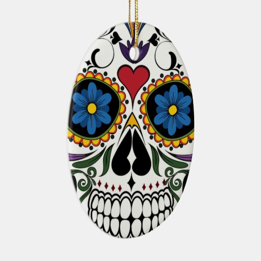 Colorful Sugar Skull Keramisch Ornament (Rechts)