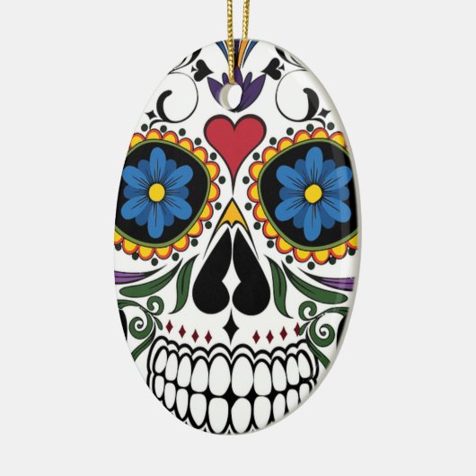 Colorful Sugar Skull Keramisch Ornament (Links)