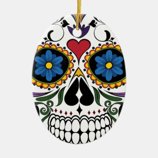 Colorful Sugar Skull Keramisch Ornament (Voorkant)