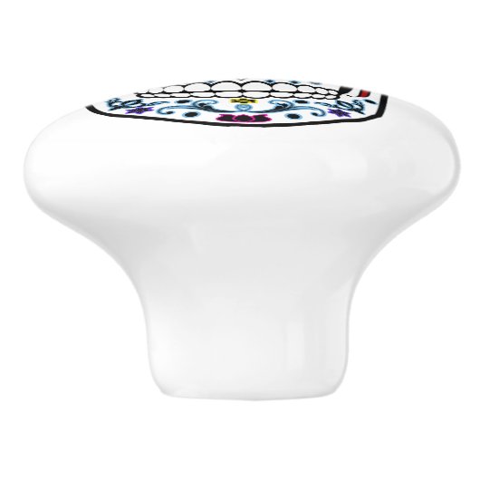 Colorful Sugar Skull Keramische Knop (Zijkant)