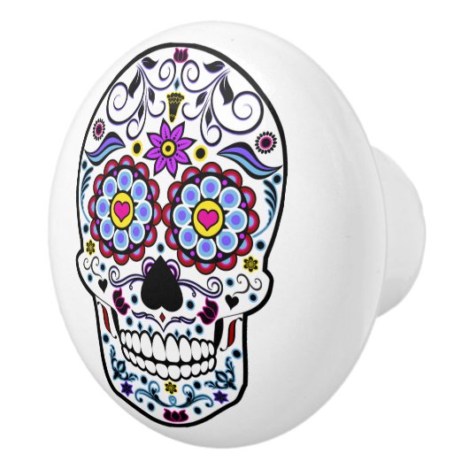 Colorful Sugar Skull Keramische Knop (Rechts)