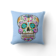 Colorful Sugar Skull met Cross en Flowers