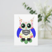 Colorful Sugar Skull Owl Briefkaart (Staand voorkant)