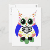 Colorful Sugar Skull Owl Briefkaart (Voorkant / Achterkant)
