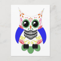 Colorful Sugar Skull Owl Briefkaart