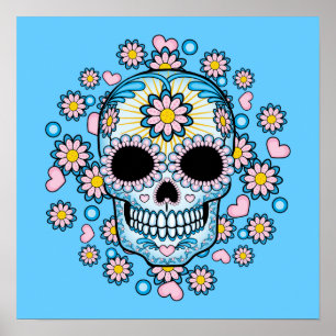 Colorful Sugar Skull Poster
