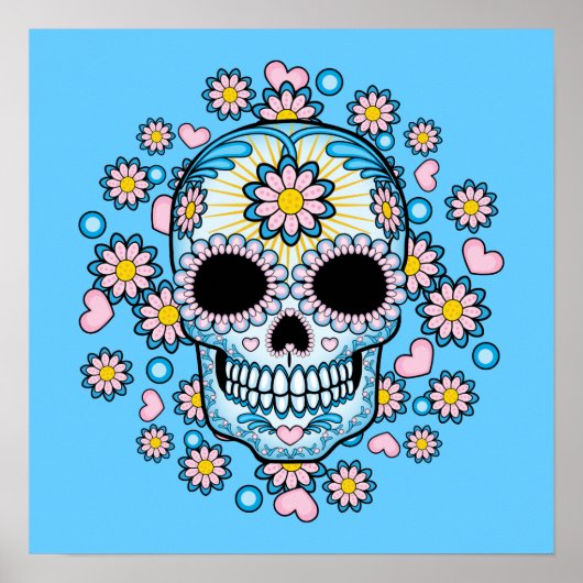 Colorful Sugar Skull Poster (Voorkant)