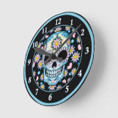 Colorful Sugar Skull Ronde Klok (Hoek)