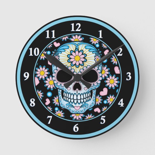 Colorful Sugar Skull Ronde Klok (Voorkant)