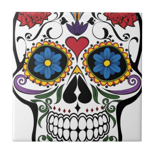 Colorful Sugar Skull Tegeltje (Voorkant)