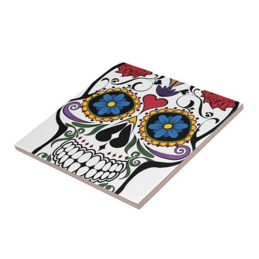 Colorful Sugar Skull Tegeltje (Zijkant)