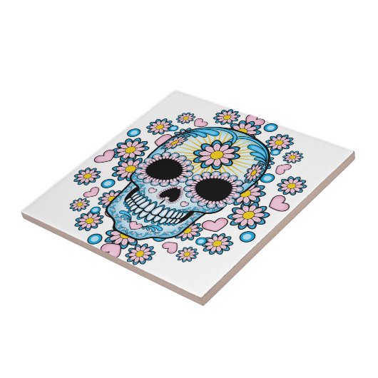 Colorful Sugar Skull Tegeltje (Zijkant)