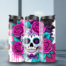 Colorful Sugar Skull Thermosbeker