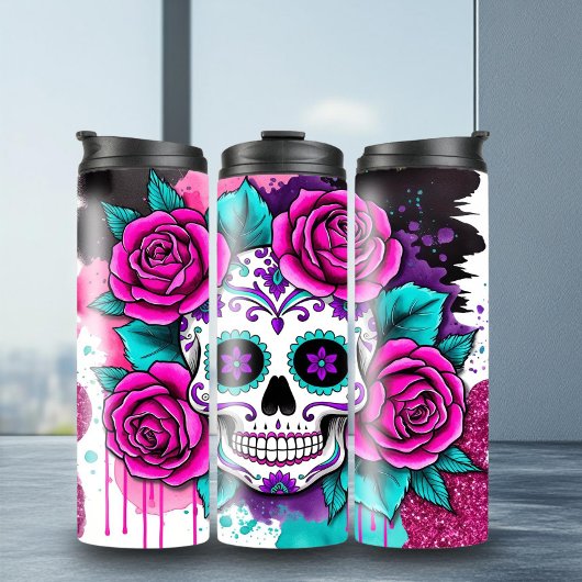 Colorful Sugar Skull Thermosbeker