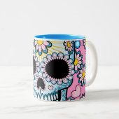 Colorful Sugar Skull Tweekleurige Koffiemok (Voorkant rechts)