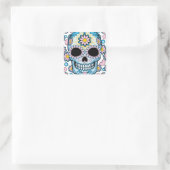 Colorful Sugar Skull Vierkante Sticker (Tas)