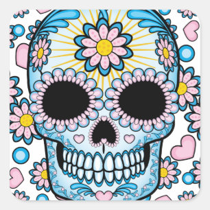 Colorful Sugar Skull Vierkante Sticker