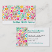 Colorful Sugar Skulls and Flowers Fiesta Visitekaartje (Voorkant / Achterkant)