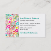 Colorful Sugar Skulls and Flowers Fiesta Visitekaartje (Achterkant)