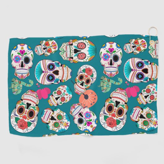Colorful Sugar Skulls Golfhanddoek (Horizontaal)