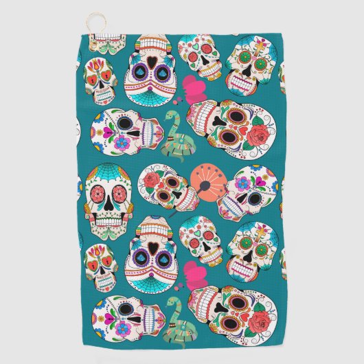 Colorful Sugar Skulls Golfhanddoek (Voorkant)