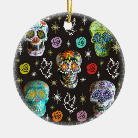 Colorful Sugar Skulls Keramisch Ornament (Voorkant)