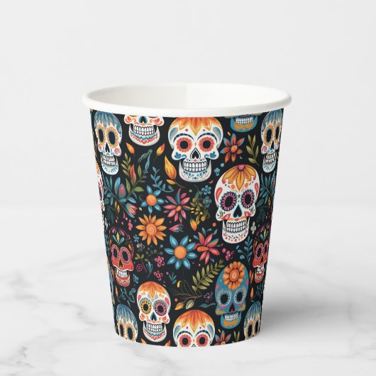 Colorful Sugar Skulls Papieren Bekers (Links)