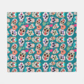 Colorful Sugar Skulls Patroon Fleece Deken (Voorkant (Horizontaal))