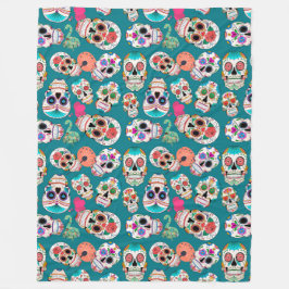 Colorful Sugar Skulls Patroon Fleece Deken