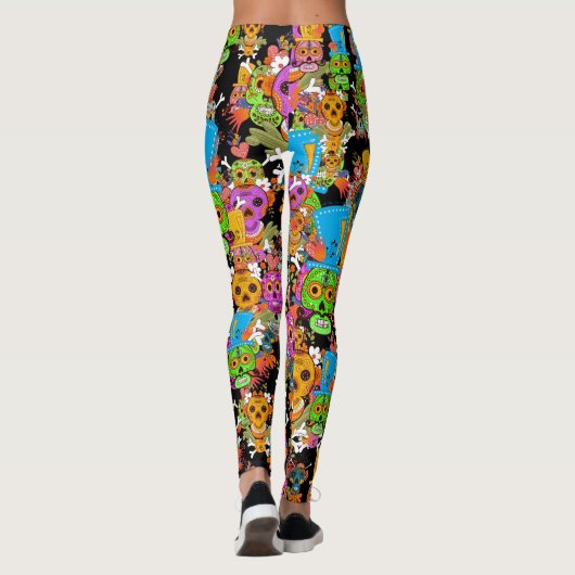 Colorful Sugar Skulls Patroon Leggings (Achterkant)