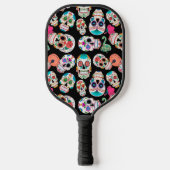Colorful Sugar Skulls Pattern Monogram Pickleball Paddle (Voorkant)