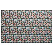 Colorful Sugar Skulls Pattern on Black Stof (Yard (91,4 cm))