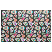 Colorful Sugar Skulls Pattern on Black Stof (Fat Quarter)