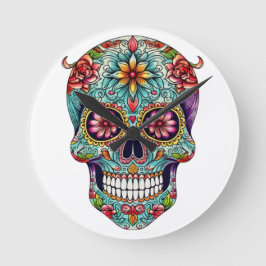 Colorful Sugar Skulls Ronde Klok