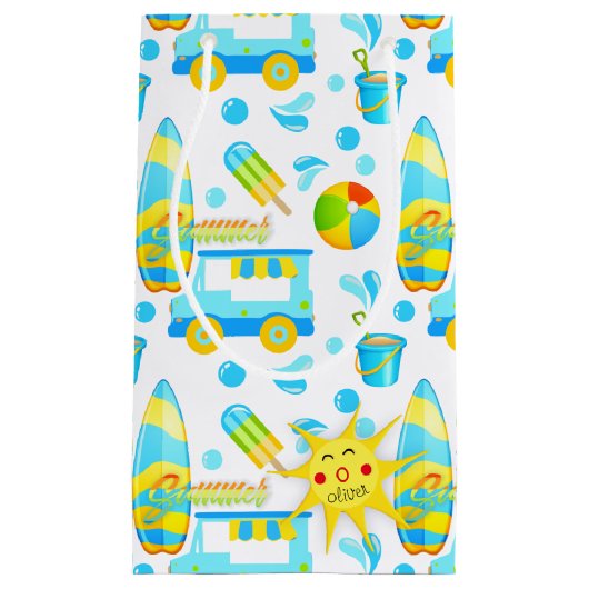 Colorful Summer and Beach Fun Monogrammed Pattern Klein Cadeauzakje (Voorkant)