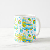 Colorful Summer and Beach Fun Monogrammed Pattern Koffiemok (Voorkant rechts)