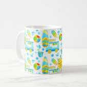Colorful Summer and Beach Fun Monogrammed Pattern Koffiemok (Voorkant links)