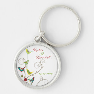 Colorful Summer Bird and Swirls Save-the-Date Sleutelhanger