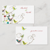 Colorful Summer Birds & Swirls Whimsical Wedding Plaatskaartje (Voorkant / Achterkant)