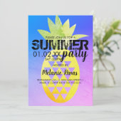Colorful Summer Birthday Beach Party Pineappel Kaart (Staand voorkant)