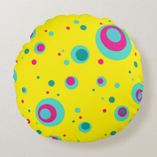 Colorful Summer Bubbles stippen Geel vers patroon Rond Kussen