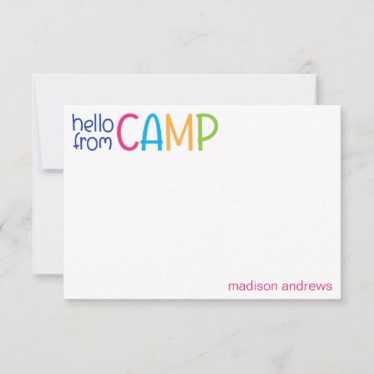 Colorful Summer Camp Personated Note Cards Bedankkaart (Voorkant)