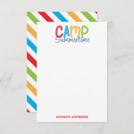 Colorful Summer Camp Personated Note Cards Bedankkaart