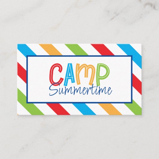 Colorful Summer Camp persoonlijke Kaarten Visitekaartje (Voorkant)